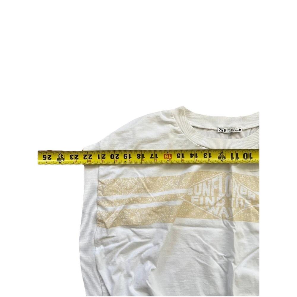 ZARA Women Short Sleeve T Shirt Cotton Blend Top White Size L A000873 - Picture 3 of 5